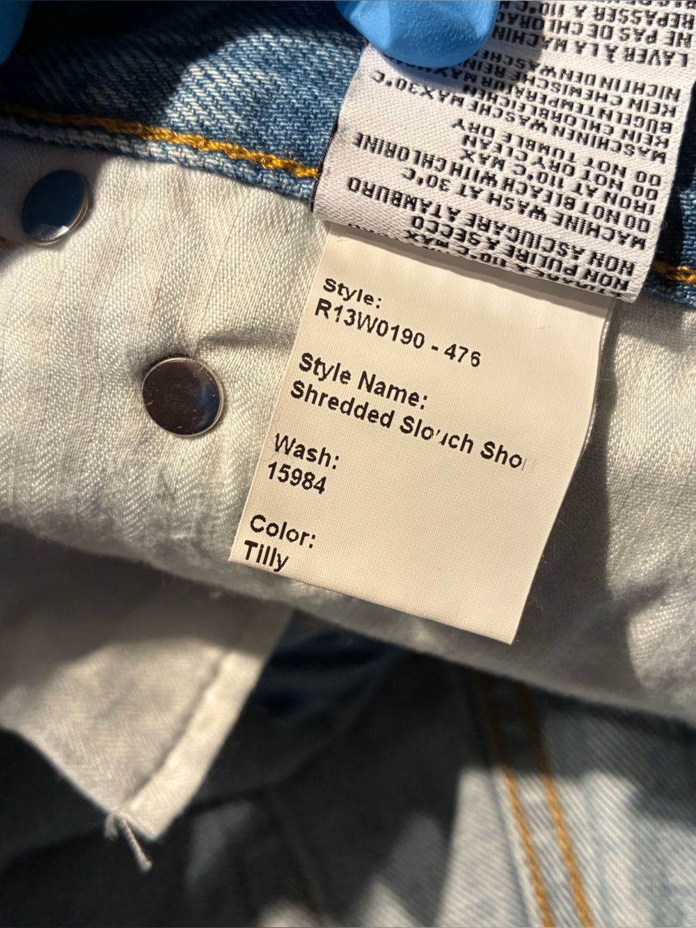 R13 Shredded Slouch Denim Shorts in Tilly Size 26 - Picture 15 of 16